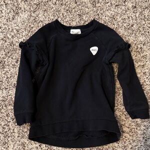 Kids Black Ruffle Sleeve Sweatshirt